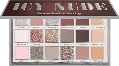 Huda Beauty Icy Nude · paleta de 18 sombras